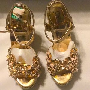 Heeled rose gold sandals